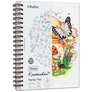 Ohuhu Heavyweight Bleedproof Double-Sided Marker Pad, Spiral-Bound - Kamakou