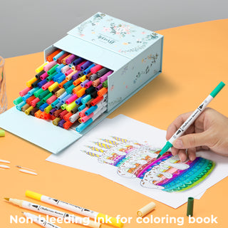 Ohuhu Maui 100 Colors Dual Tips Water Based Art Markers, Brush & Fineliner