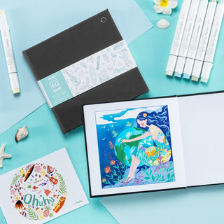 Ohuhu Bleedproof Double-Sided Marker Pad with PU Cover