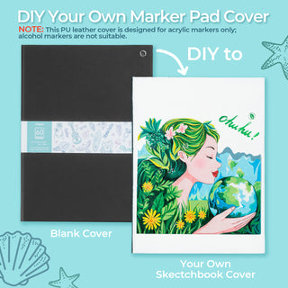 Ohuhu Bleedproof Double-Sided Marker Pad with PU Cover