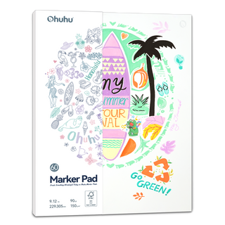 Ohuhu Bleedproof Double-Sided Marker Pad, Glue-Bound