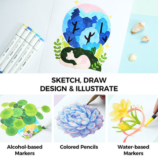 Ohuhu Bleedproof Double-Sided Marker Pad, Glue-Bound