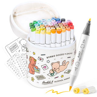 Ohuhu x Bobbie Goods Honolulu B 48 Colors Dual Tips Alcohol Art Markers, Brush & Fine
