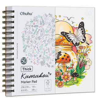 Ohuhu Heavyweight Bleedproof Double-Sided Marker Pad, Spiral-Bound - Kamakou