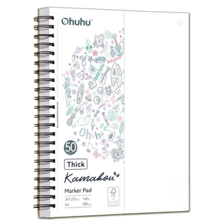 Ohuhu Heavyweight Bleedproof Double-Sided Marker Pad, Spiral-Bound - Kamakou