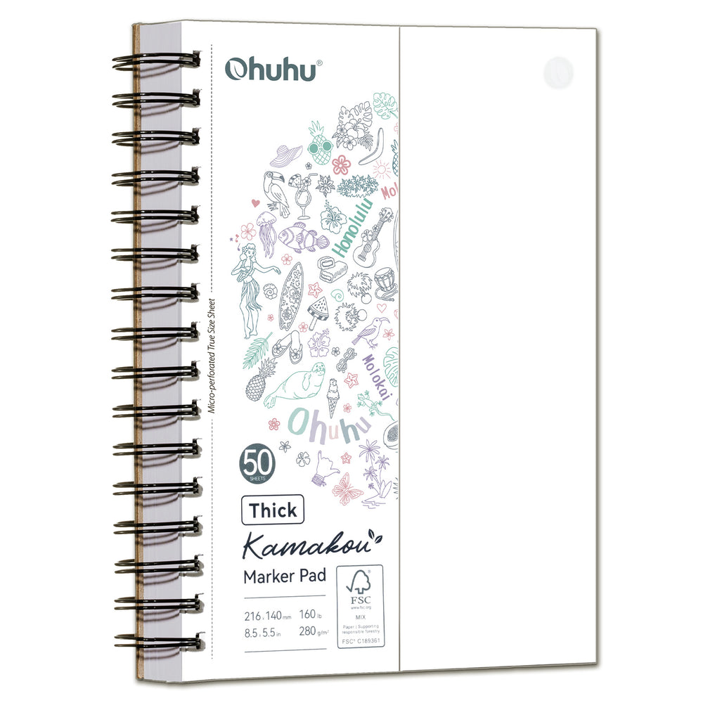 Ohuhu Heavyweight Bleedproof Double-Sided Marker Pad, Spiral-Bound - Kamakou