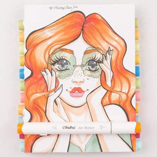 Ohuhu Honolulu 24 Basic Colors Dual Tips Alcohol Art Markers (Mexico Domestic Shipping)