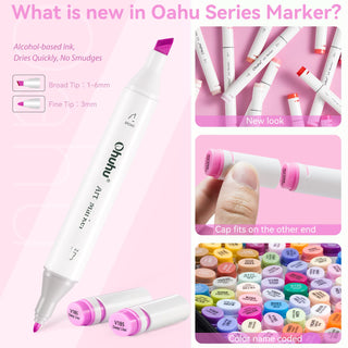 Ohuhu Oahu 48 Pastel Colors Dual Tips Alcohol Art Markers, Fine & Chisel (Mexico Domestic Shipping)