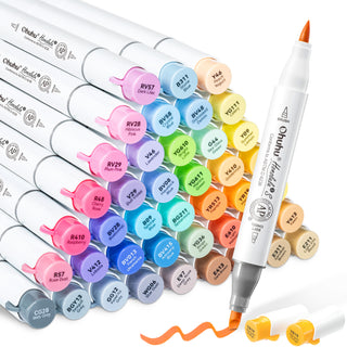 Ohuhu Honolulu² S 48 Mid-tone Colors Dual Tips Alcohol Art Markers, Brush & Soft Chisel