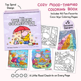 Ohuhu x Coco Wyo Cozy Mood Coloring Kit, Honolulu B 48 Colors Alcohol Markers with Brush & Fine Dual Tips, Coloring Book with Mood Tracker Pages