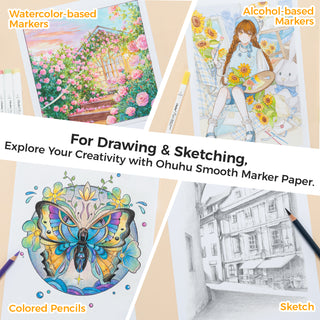 Ohuhu Marker Pads Art Sketchbooks for Markers, 2 Pack