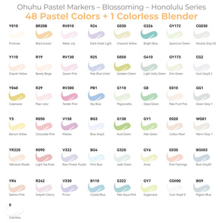 Ohuhu Honolulu New 48 Pastel Colors Dual Tips Alcohol Art Markers - Blossoming (Mexico Domestic Shipping)