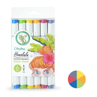 Ohuhu Honolulu 6 Colors Dual Tips Alcohol Art Markers