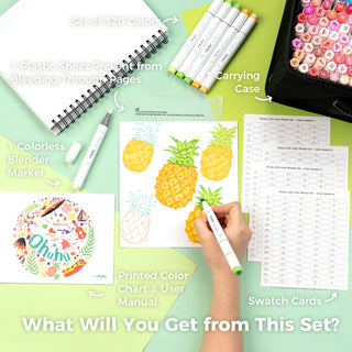 Ohuhu Honolulu 320 Colors Dual Tips Alcohol Art Markers (Mexico Exclusive)