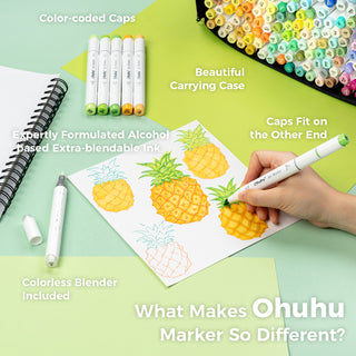 Ohuhu Honolulu 320 Colors Dual Tips Alcohol Art Markers (Mexico Exclusive)