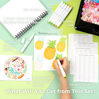 Ohuhu Honolulu 320 Colors Dual Tips Alcohol Art Markers (Mexico Exclusive)