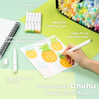 Ohuhu Honolulu 320 Colors Dual Tips Alcohol Art Markers (Mexico Exclusive)