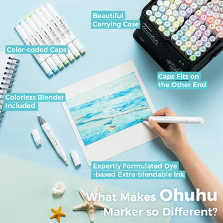 Ohuhu Honolulu 96 Pastel Colors Alcohol Art Markers - Sweetness & Blossoming