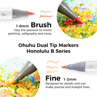 Ohuhu Honolulu 48 Mid-tone Colors Dual Tips Alcohol Art Markers