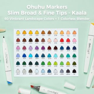 Ohuhu Kaala Four Tones Slim Broad and Fine Dual Tips Alcohol Art Markers