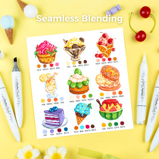 Ohuhu Kaala B Dual Tips Alcohol Art Markers, Slim Broad & Mini Brush (New Color Codes)