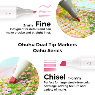 Ohuhu Oahu 48 Pastel Colors Dual Tips Alcohol Art Markers, Fine & Chisel (Mexico Domestic Shipping)