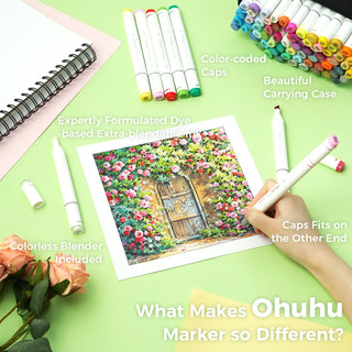 Ohuhu Oahu 80 Colors Dual Tips Alcohol Art Markers, Fine & Chisel (Mexico Domestic Shipping)