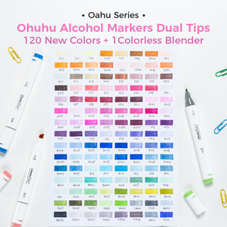 Ohuhu Oahu New 120 Colors Dual Tips Alcohol Art Markers, Fine & Chisel