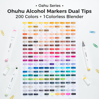 Ohuhu Oahu 200 Colors Dual Tips Alcohol Art Markers, Fine & Chisel (Mexico Domestic Shipping)