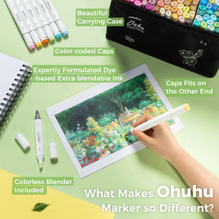 Ohuhu Oahu 200 Colors Dual Tips Alcohol Art Markers, Fine & Chisel (Mexico Domestic Shipping)