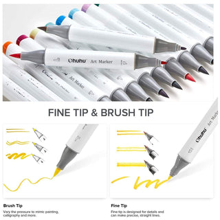 Ohuhu Honolulu 24 Basic Colors Dual Tips Alcohol Art Markers (Mexico Domestic Shipping)