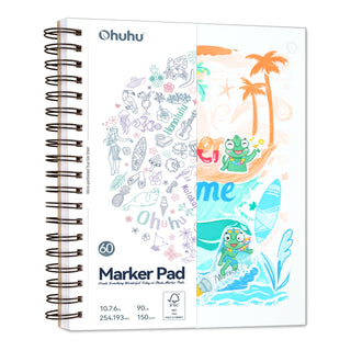 Ohuhu Bleedproof Double-Sided Marker Pad, Spiral-Bound (Mexico Domestic Shipping)