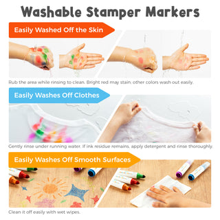 Ohuhu Washable Stamper Kids Dual Tips Water-based Markers