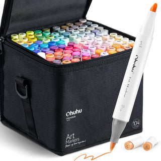 Ohuhu Honolulu 104 Colors Dual Tips Alcohol Art Markers (Mexico Exclusive)