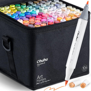 Ohuhu Honolulu 104 Colors Dual Tips Alcohol Art Markers (Mexico Exclusive)
