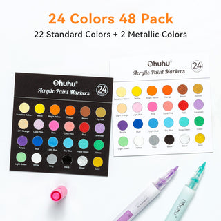 Ohuhu Acrylic Markers 24 Colors 48 Pack