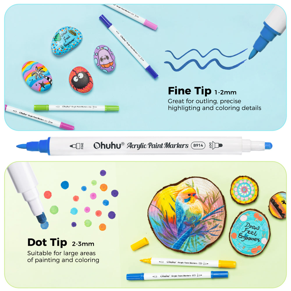 Ohuhu Acrylic Paint Markers Cotton-core 36 Colors - Akaka