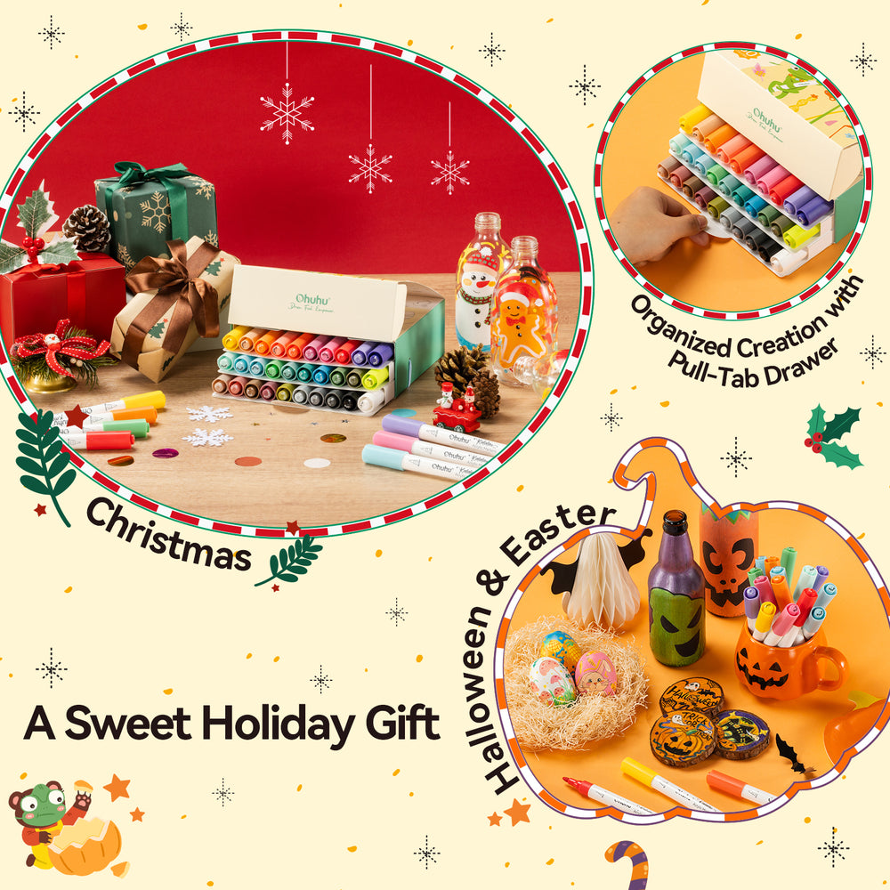 Ohuhu Cotton-Core Acrylic Markers 30 Colors - Kalalau