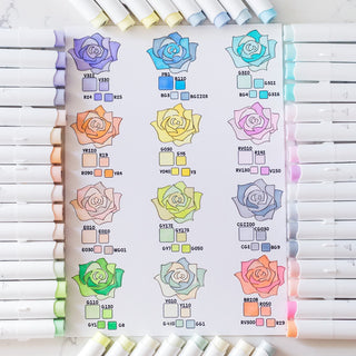 Ohuhu Honolulu 96 Pastel Colors Alcohol Art Markers - Sweetness & Blossoming (Mexico Exclusive)