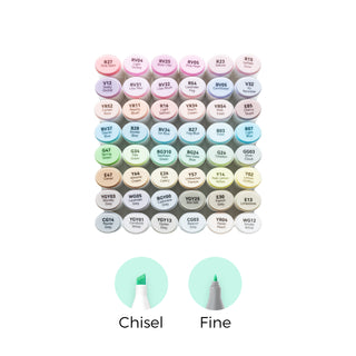 Ohuhu Oahu 48 Pastel Colors Dual Tips Alcohol Art Markers, Fine & Chisel