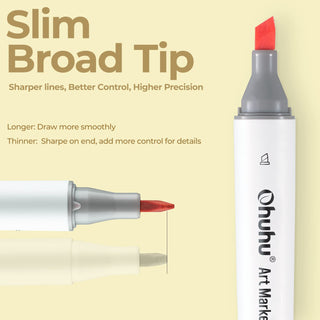 Ohuhu Kaala  Slim Broad and Fine Dual Tips Alcohol Art Markers-24 Color Skin Tone